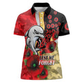 Redcliffe Dolphins ANZAC Personalised Women Polo Shirt Lest We Forget Poppy Camo