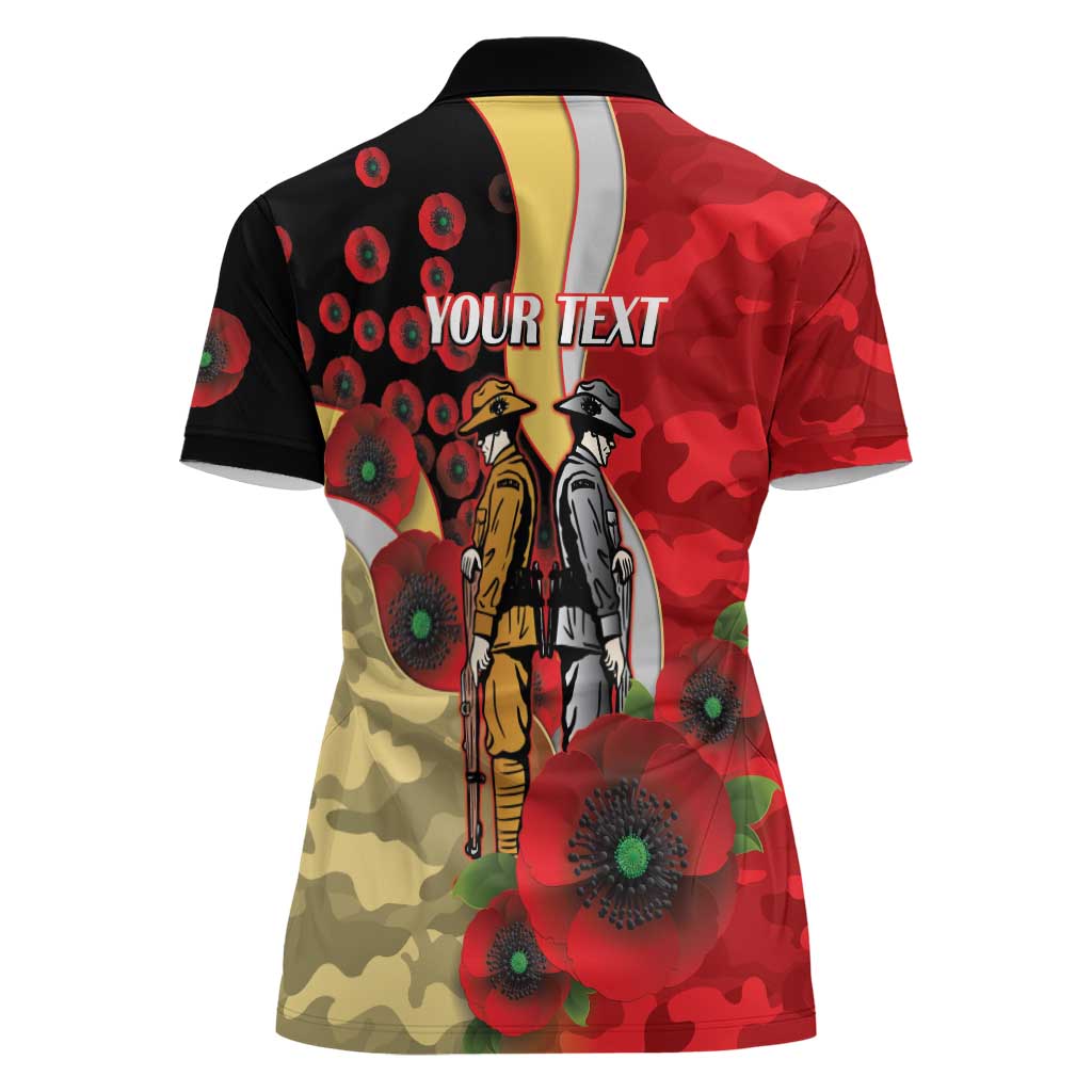Redcliffe Dolphins ANZAC Personalised Women Polo Shirt Lest We Forget Poppy Camo