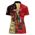 Redcliffe Dolphins ANZAC Personalised Women Polo Shirt Lest We Forget Poppy Camo