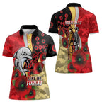 Redcliffe Dolphins ANZAC Personalised Women Polo Shirt Lest We Forget Poppy Camo