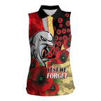 Redcliffe Dolphins ANZAC Personalised Women Sleeveless Polo Shirt Lest We Forget Poppy Camo