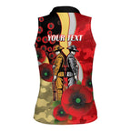 Redcliffe Dolphins ANZAC Personalised Women Sleeveless Polo Shirt Lest We Forget Poppy Camo