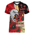 Redcliffe Dolphins ANZAC Personalised Women V-Neck T-Shirt Lest We Forget Poppy Camo