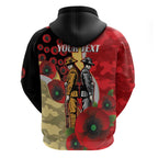 Redcliffe Dolphins ANZAC Personalised Zip Hoodie Lest We Forget Poppy Camo