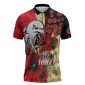 Redcliffe Dolphins ANZAC Personalised Zipper Polo Shirt Lest We Forget Poppy Camo