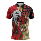 Redcliffe Dolphins ANZAC Personalised Zipper Polo Shirt Lest We Forget Poppy Camo