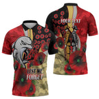 Redcliffe Dolphins ANZAC Personalised Zipper Polo Shirt Lest We Forget Poppy Camo