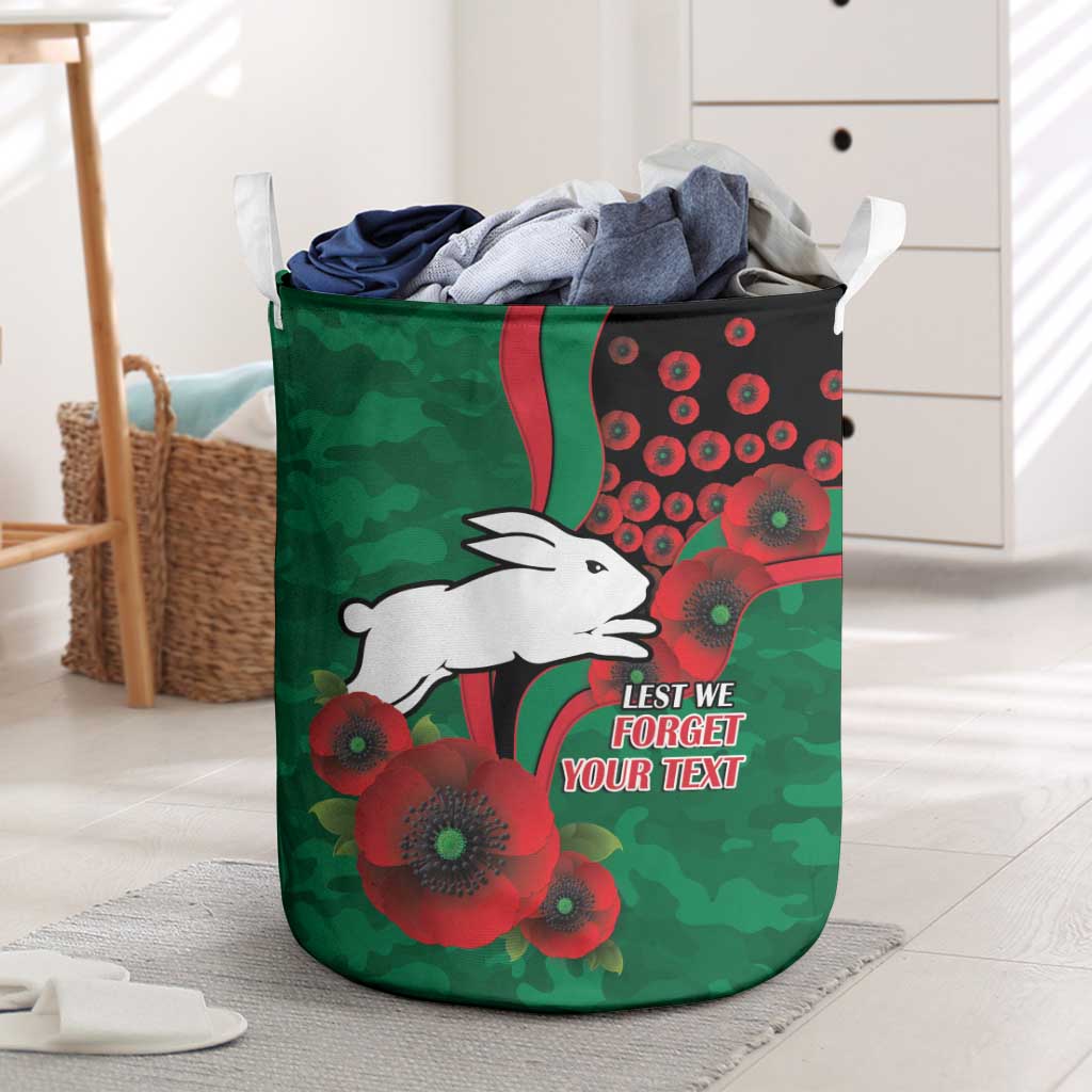 South Sydney Rabbitohs ANZAC Personalised Laundry Basket Lest We Forget Poppy Camo