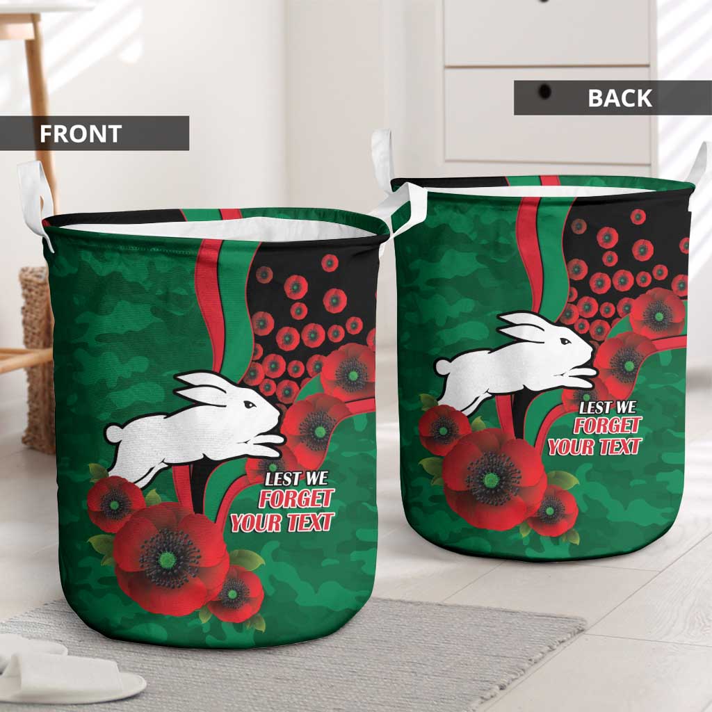 South Sydney Rabbitohs ANZAC Personalised Laundry Basket Lest We Forget Poppy Camo