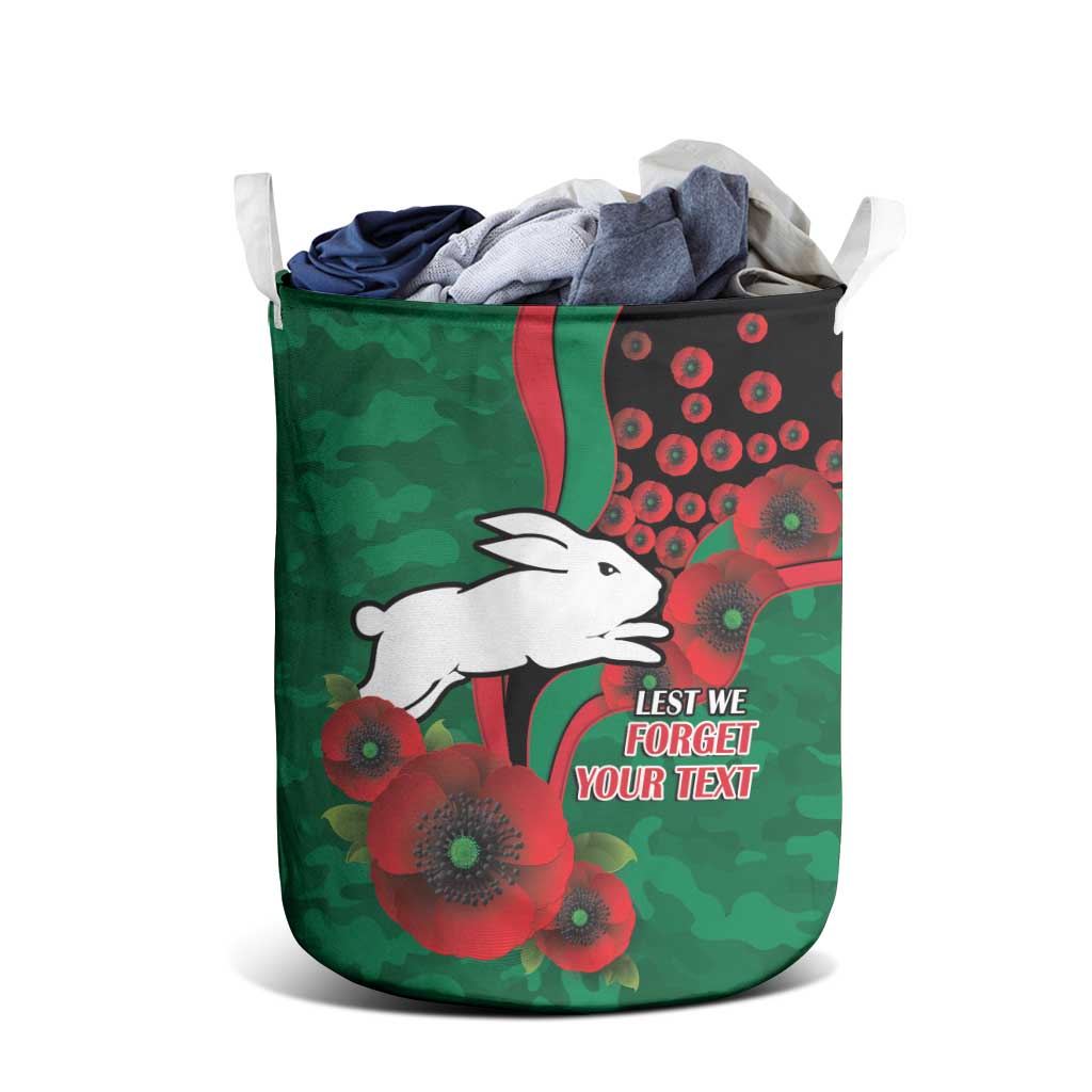 South Sydney Rabbitohs ANZAC Personalised Laundry Basket Lest We Forget Poppy Camo