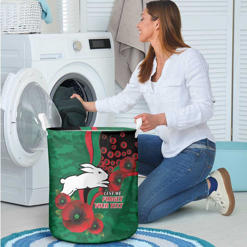 South Sydney Rabbitohs ANZAC Personalised Laundry Basket Lest We Forget Poppy Camo