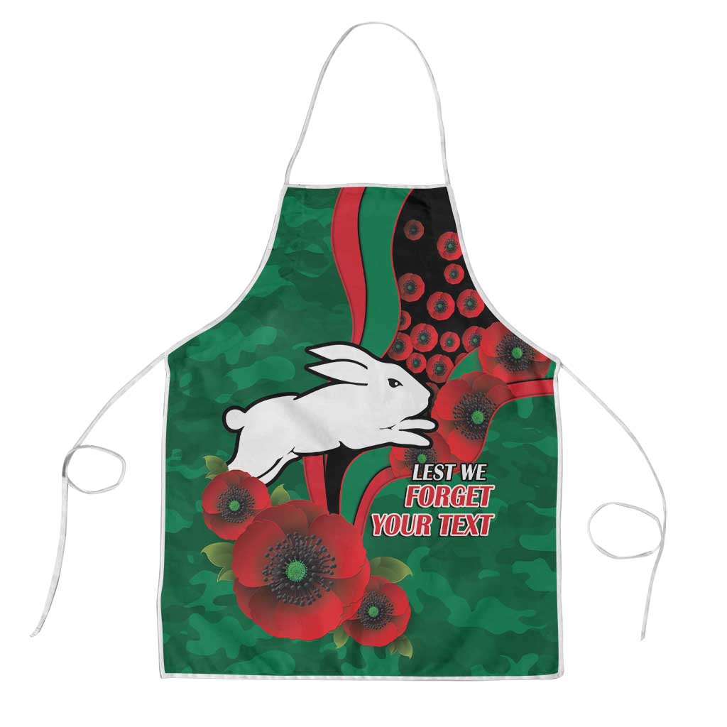 South Sydney Rabbitohs ANZAC Personalised Apron Lest We Forget Poppy Camo