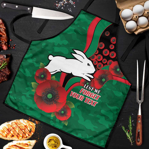 South Sydney Rabbitohs ANZAC Personalised Apron Lest We Forget Poppy Camo