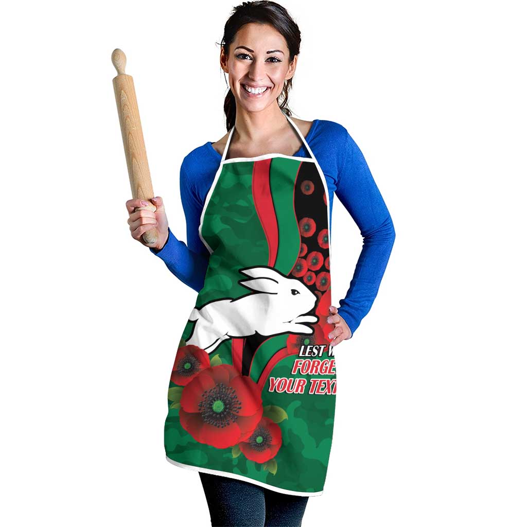 South Sydney Rabbitohs ANZAC Personalised Apron Lest We Forget Poppy Camo