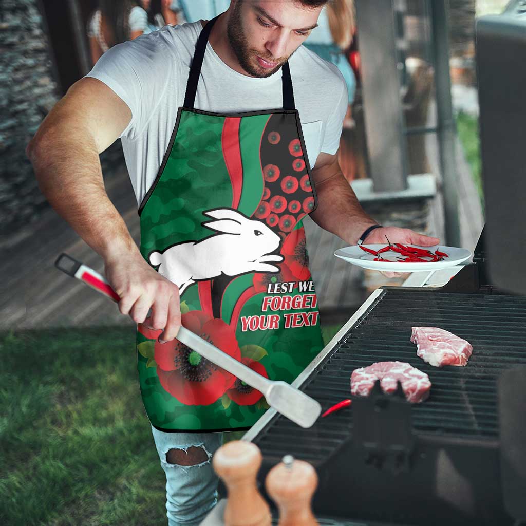 South Sydney Rabbitohs ANZAC Personalised Apron Lest We Forget Poppy Camo
