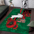 South Sydney Rabbitohs ANZAC Personalised Area Rug Lest We Forget Poppy Camo