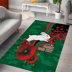 South Sydney Rabbitohs ANZAC Personalised Area Rug Lest We Forget Poppy Camo