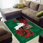 South Sydney Rabbitohs ANZAC Personalised Area Rug Lest We Forget Poppy Camo