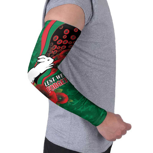 South Sydney Rabbitohs ANZAC Personalised Arm Sleeves Lest We Forget Poppy Camo