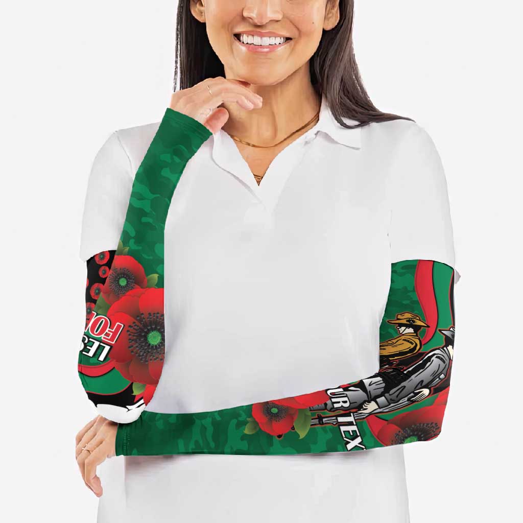 South Sydney Rabbitohs ANZAC Personalised Arm Sleeves Lest We Forget Poppy Camo