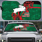 South Sydney Rabbitohs ANZAC Personalised Auto Sun Shade Lest We Forget Poppy Camo
