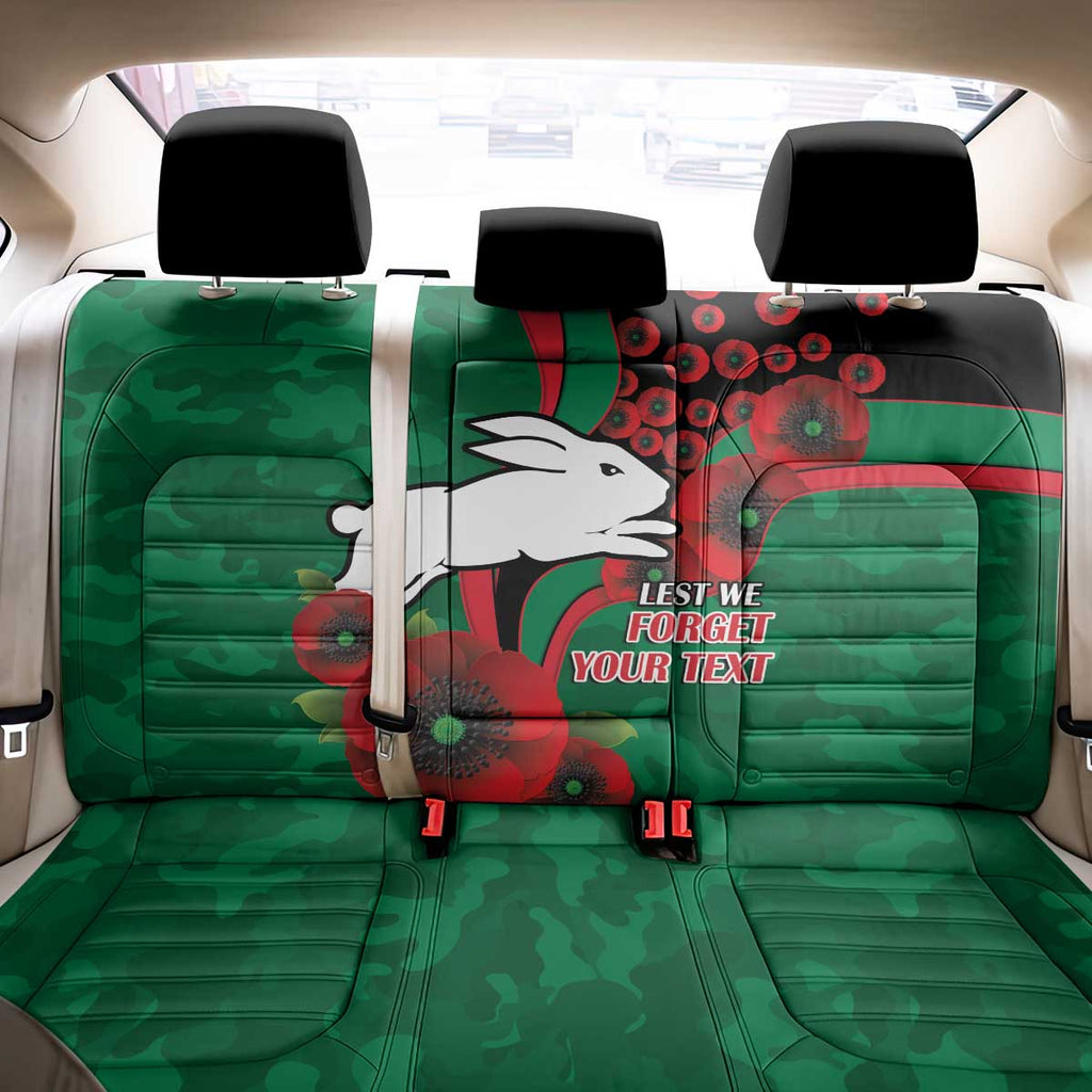 South Sydney Rabbitohs ANZAC Personalised Back Car Seat Cover Lest We Forget Poppy Camo