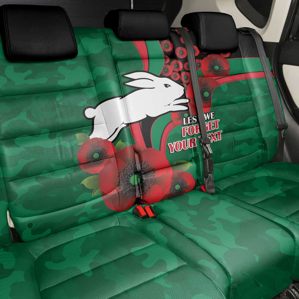 South Sydney Rabbitohs ANZAC Personalised Back Car Seat Cover Lest We Forget Poppy Camo