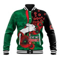 South Sydney Rabbitohs ANZAC Personalised Baseball Jacket Lest We Forget Poppy Camo