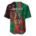 South Sydney Rabbitohs ANZAC Personalised Baseball Jersey Lest We Forget Poppy Camo
