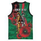 South Sydney Rabbitohs ANZAC Personalised Basketball Jersey Lest We Forget Poppy Camo