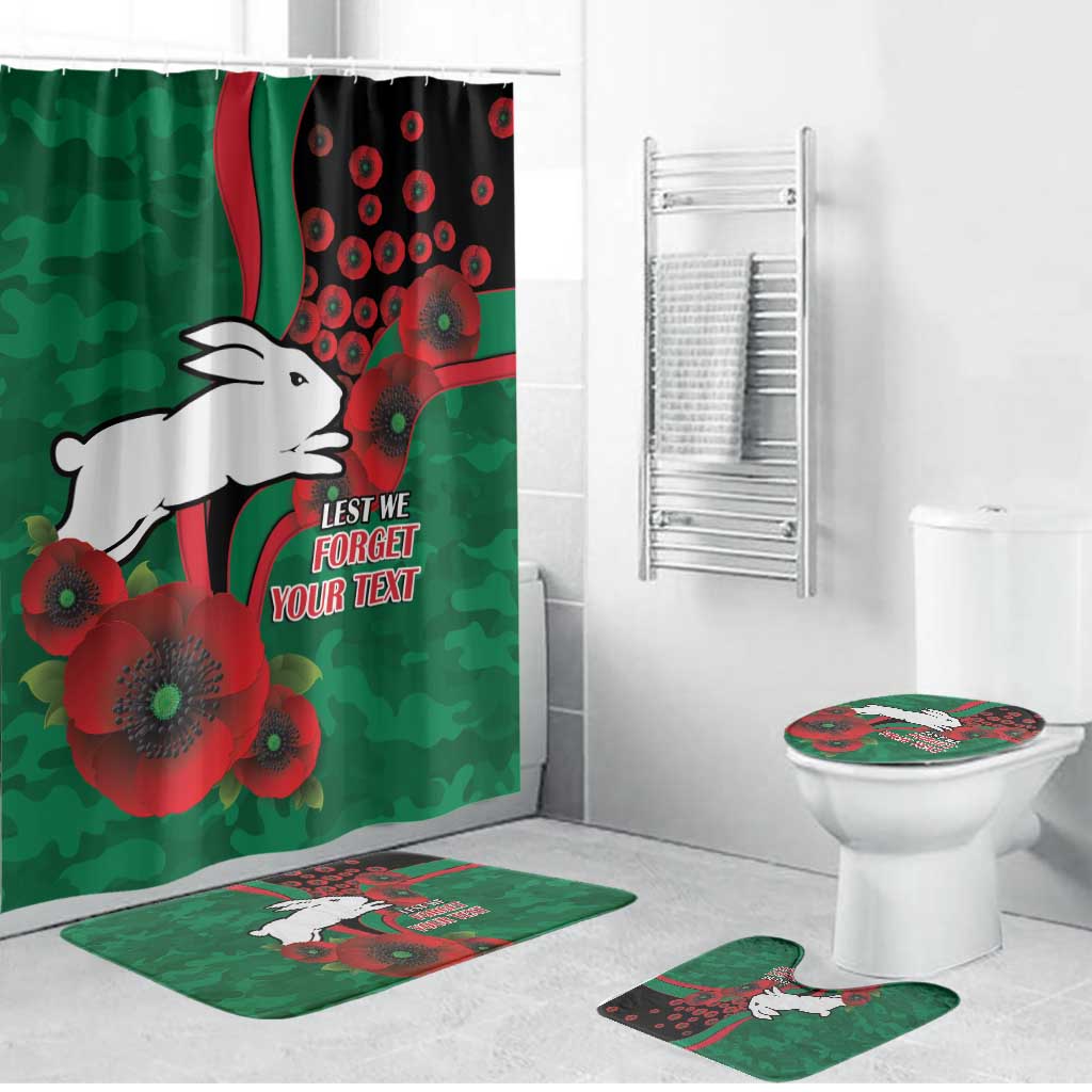 South Sydney Rabbitohs ANZAC Personalised Bathroom Set Lest We Forget Poppy Camo