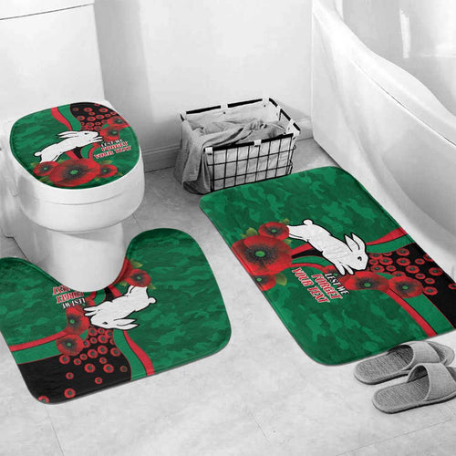 South Sydney Rabbitohs ANZAC Personalised Bathroom Set Lest We Forget Poppy Camo