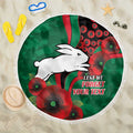 South Sydney Rabbitohs ANZAC Personalised Beach Blanket Lest We Forget Poppy Camo