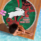 South Sydney Rabbitohs ANZAC Personalised Beach Blanket Lest We Forget Poppy Camo