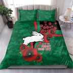 South Sydney Rabbitohs ANZAC Personalised Bedding Set Lest We Forget Poppy Camo