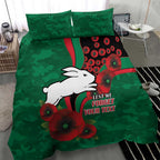 South Sydney Rabbitohs ANZAC Personalised Bedding Set Lest We Forget Poppy Camo