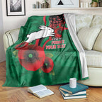South Sydney Rabbitohs ANZAC Personalised Blanket Lest We Forget Poppy Camo