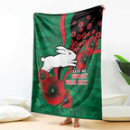 South Sydney Rabbitohs ANZAC Personalised Blanket Lest We Forget Poppy Camo