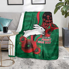 South Sydney Rabbitohs ANZAC Personalised Blanket Lest We Forget Poppy Camo