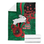 South Sydney Rabbitohs ANZAC Personalised Blanket Lest We Forget Poppy Camo