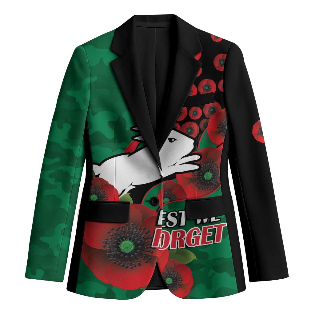 South Sydney Rabbitohs ANZAC Personalised Blazer Lest We Forget Poppy Camo