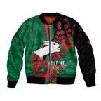 South Sydney Rabbitohs ANZAC Personalised Bomber Jacket Lest We Forget Poppy Camo