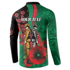 South Sydney Rabbitohs ANZAC Personalised Button Sweatshirt Lest We Forget Poppy Camo