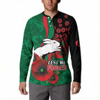 South Sydney Rabbitohs ANZAC Personalised Button Sweatshirt Lest We Forget Poppy Camo