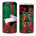 South Sydney Rabbitohs ANZAC Personalised 4 in 1 Can Cooler Tumbler Lest We Forget Poppy Camo