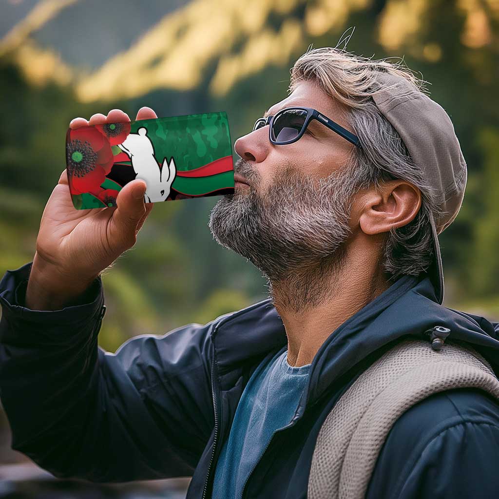 South Sydney Rabbitohs ANZAC Personalised 4 in 1 Can Cooler Tumbler Lest We Forget Poppy Camo