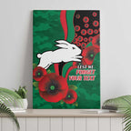 South Sydney Rabbitohs ANZAC Personalised Canvas Wall Art Lest We Forget Poppy Camo