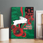 South Sydney Rabbitohs ANZAC Personalised Canvas Wall Art Lest We Forget Poppy Camo