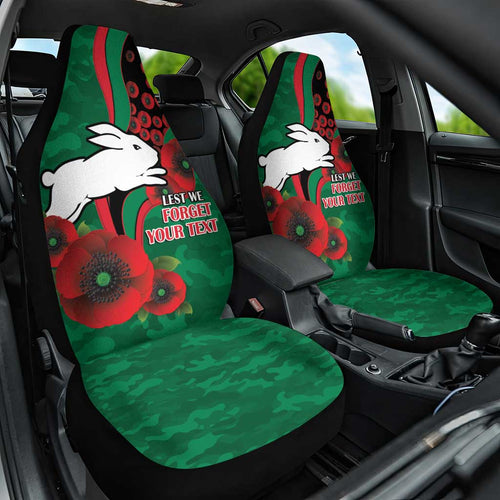 South Sydney Rabbitohs ANZAC Personalised Car Seat Cover Lest We Forget Poppy Camo