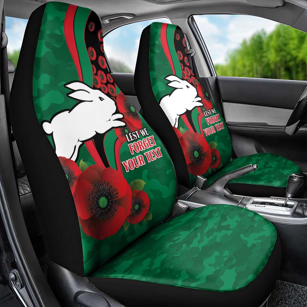 South Sydney Rabbitohs ANZAC Personalised Car Seat Cover Lest We Forget Poppy Camo